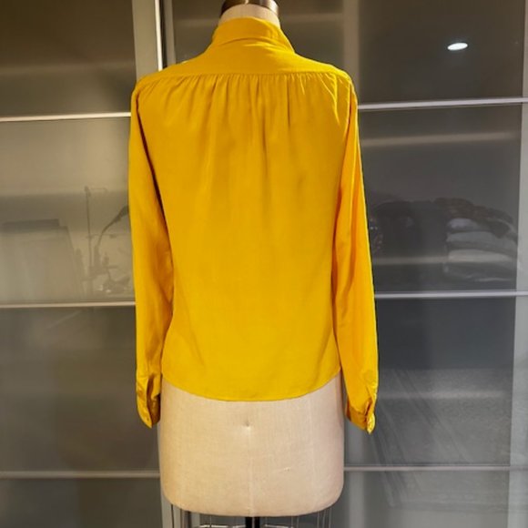 Vintage 80's YVES SAINT LAURENT Rive Gauche Silk Blouse Sz 38 Marigold - Picture 5 of 10